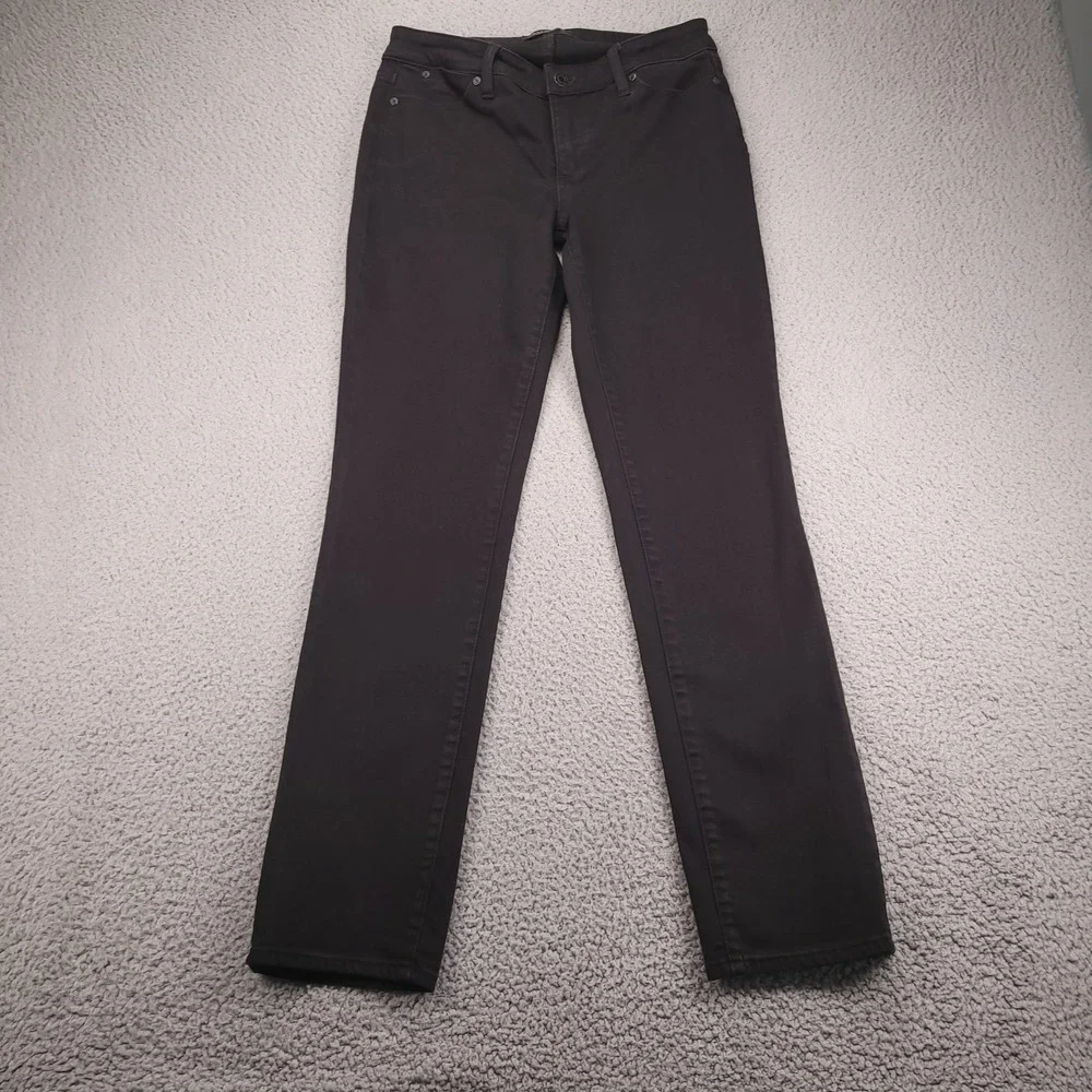 TALBOTS Jeans Size 4 Straight Leg Flawless Five-Pocket Black Denim 28x30